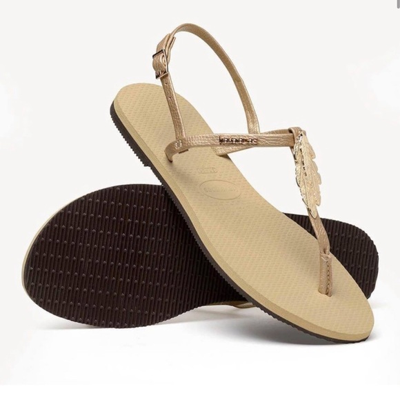 Havaianas You Riviera Gold Leaf Sandals - Picture 2 of 5